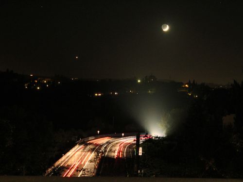 Luna cinerea e Venere – Luci della sera